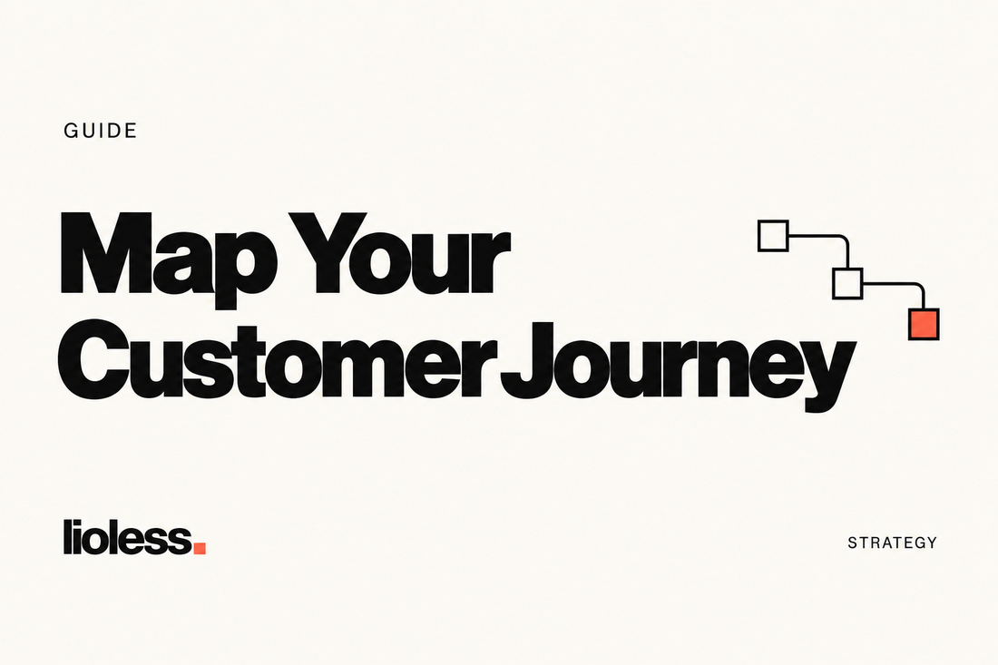 Map Your Customer Journey, with a path joining three square stages.